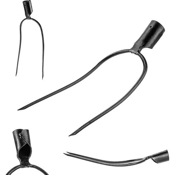 KADAX Fourche à pierres sans manche, Fourche à pommes de terre en acier, Fourche à betteraves, Fourche à fil, Fourche à pommes de terre, Fourche à bêches, Fourche à fumier, Fourche à foin, Fourche à bêcher (Noir 2 dents)