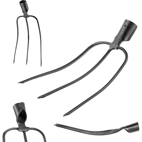 KADAX Fourche à pierres sans manche, Fourche à pommes de terre en acier, Fourche à betteraves, Fourche à fil, Fourche à pommes de terre, Fourche à bêches, Fourche à fumier, Fourche à foin, Fourche à bêcher (Noir 3 dents)