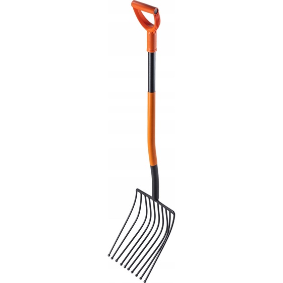 KADAX Fourche à pommes de terre à long manche, fourche à cailloux en acier robuste, fourche avec manche en D, fourche à bêcher