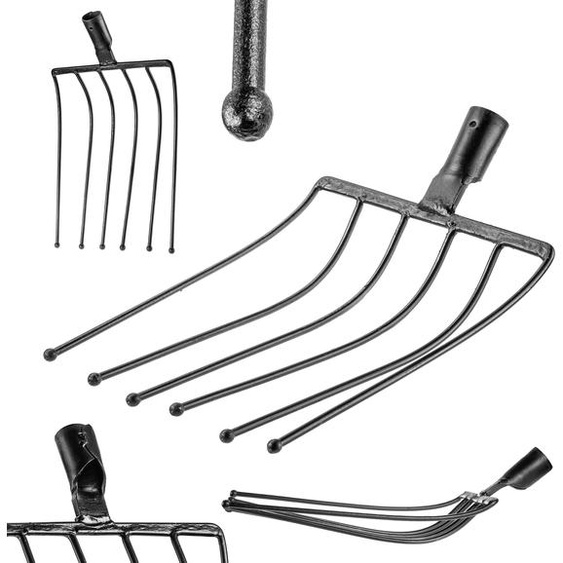 KADAX Fourche à pommes de terre sans manche, Fourche à betteraves en acier robuste, Fourche à pierres, Fourche à pommes de terre, Fourche à pierres, Fourche à fil, Fourche à bêche, Fourche à foin, Fourche à bêcher (Noir 6 dents)
