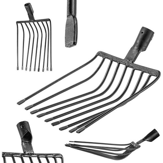 KADAX Fourche à pommes de terre sans manche, Fourche à betteraves en acier robuste, Fourche à pierres, Fourche à pommes de terre, Fourche à pierres, Fourche à fil, Fourche à bêche, Fourche à foin, Fourche à bêcher (Noir 9 dents)