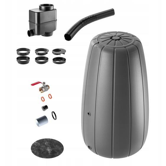 KADAX Réservoir deau de pluie, 200 l, Tonneau à eau, Récipient + robinet, Pot de fleur, grand