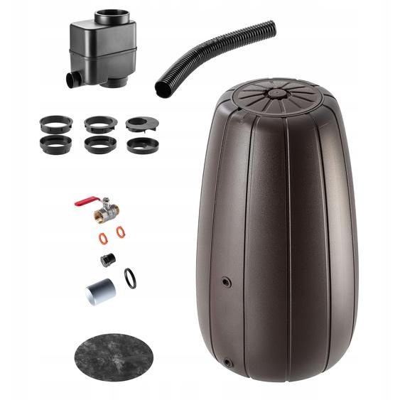 KADAX Réservoir deau de pluie, 200 l, Tonneau à eau, Récipient + robinet, Pot de fleur, grand