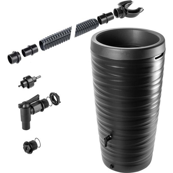 KADAX Réservoir deau de pluie, 240 l, Tonneau à eau, Récipient avec robinet, Pot de fleurs, grand modèle