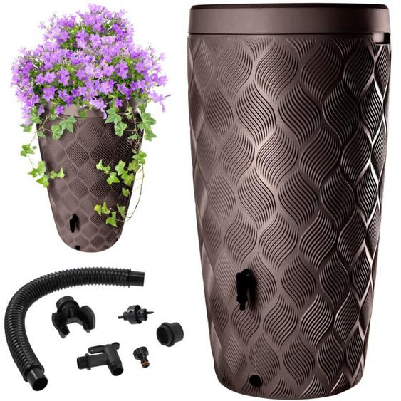 Kadax - Réservoir deau de Pluie 240L Baril Récipient de Pluie Pot de Fleur + Robinet Fort