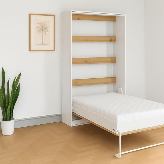 Lit escamotable Perfekt 120x200 un vertical qui allie design et fonctionnalité avec matelas chne + noir