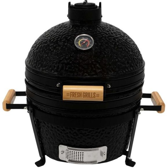 Kamado Barbecue au charbon de bois 33cm Noir Barbecue céramique Mini four BBQ Oeuf Chou Fumoir