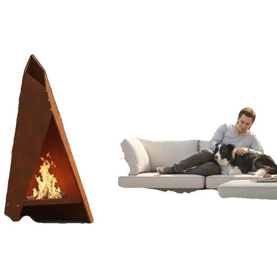 Kamin en acier résistant aux intempéries, pour une utilisation en extérieur, couleur marron