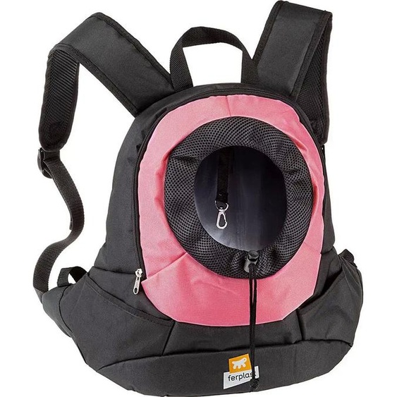 kangoo chien sac à dos 37 x 16 cm nylon noir/rose