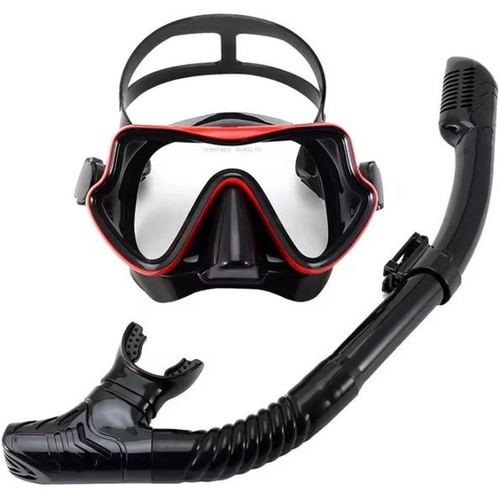 kankeirr Masque de plongée ensemble de tuba pour adultes verre trempé plongée professionnelle panoramique équipement de plongée en apnée Kit de plongée en apnée dentraînement de natation
