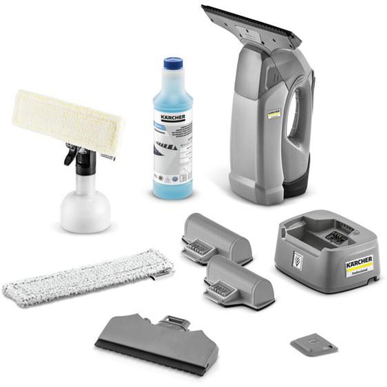 Nettoyeur de vitres professionnel wvp 10 Adv , avec 2 batteries lithium amovibles, chargeur rapide, raclette petits carreaux, réservoir grande