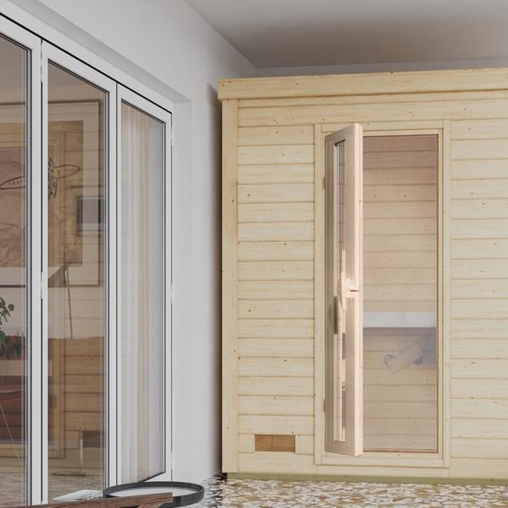 Karibu Saunahaus Sauna dextérieur Sauna de jardin Hytti 0 non traité sans accessoires 38mm bois massif 200x117x217 cm
