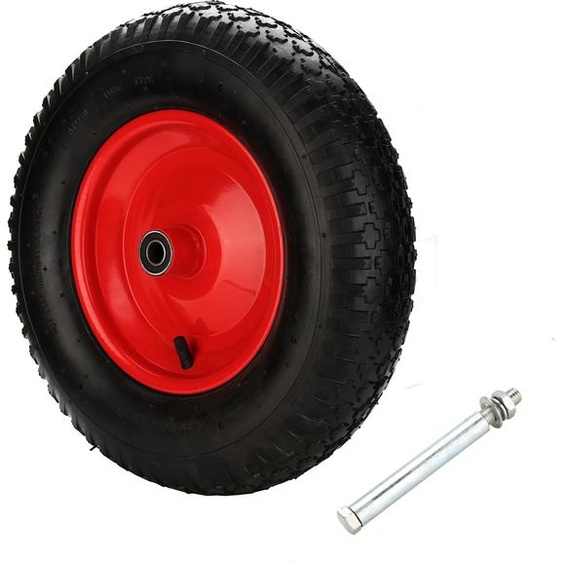 karpal Roue de brouette à pneus gonflables 4.80/4.00-8 390mm Pneu de brouette 200 kg 95mm de largeur avec essieu Roue de secours Pneu pour brouette