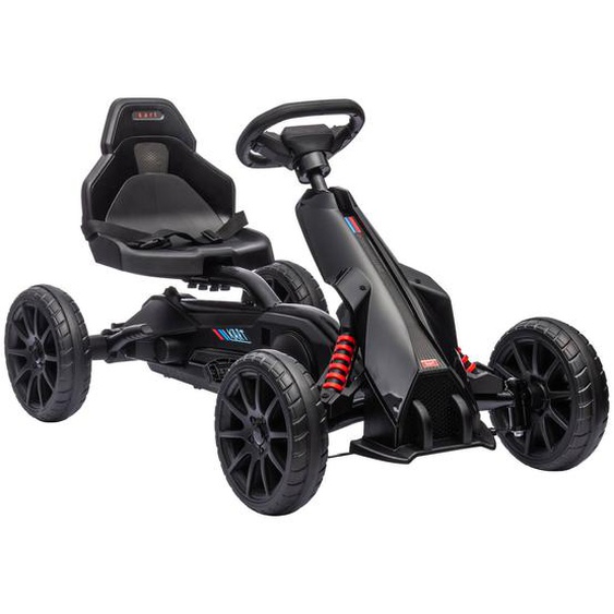 Kart À Pédales Enfant Go Kart Formule 1 Racing Aileron Avant Carter Chaine Fermé Siège Réglable Avec Ceinture Noir