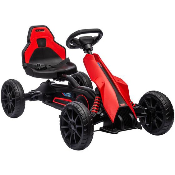 Kart À Pédales Enfant Go Kart Formule 1 Racing Aileron Avant Carter Chaine Fermé Siège Réglable Avec Ceinture Rouge
