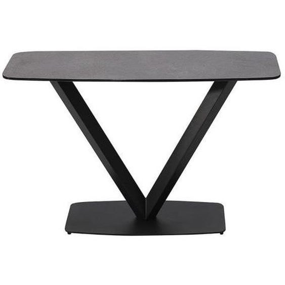 KARU - Console Aspect Céramique Grise Pied Central V