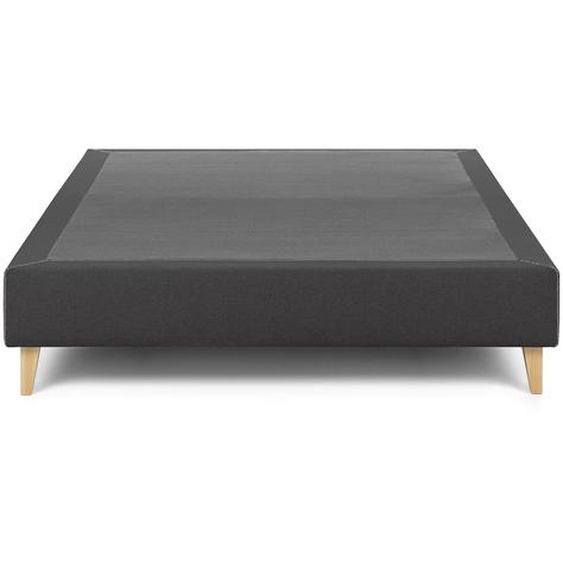 Kave Home - Base haute Nikos noire avec pieds en bois de hÃªtre massif pour matelas de 140 x 190 cm