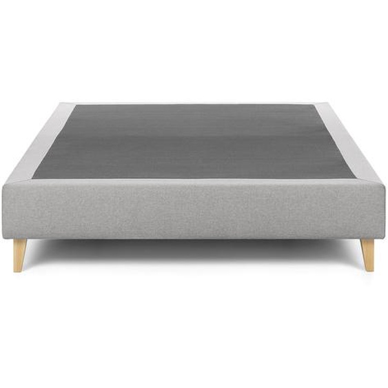 Kave Home - Base haute Nikos grise avec pieds en bois de hêtre massif pour matelas de 180 x 200 cm