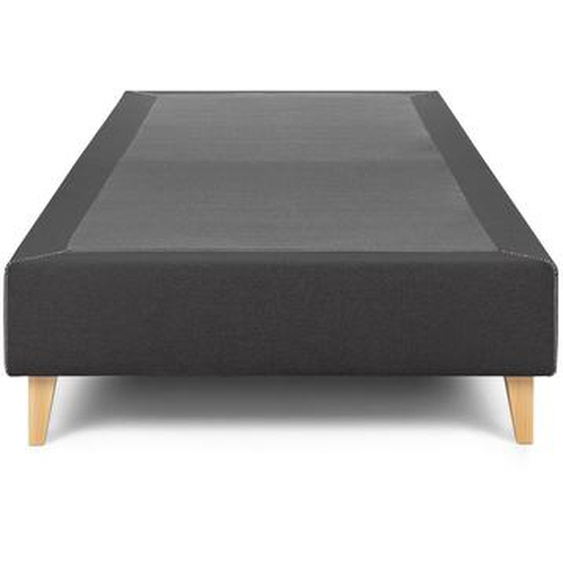 Kave Home - Base haute Nikos noire avec pieds en bois de hêtre massif pour matelas de 90 x 190 cm