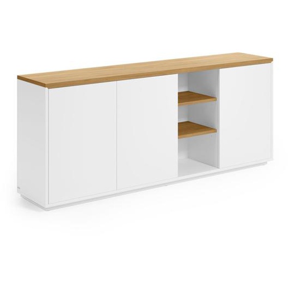 Kave Home - Buffet Abilen 3 portes contreplaqué de chêne et laqué en blanc 180 x 75 cm FSC 100%