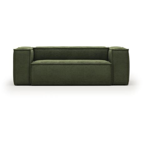 Kave Home - Canapé Blok 2 places velours à grosses côtes vert 210 cm