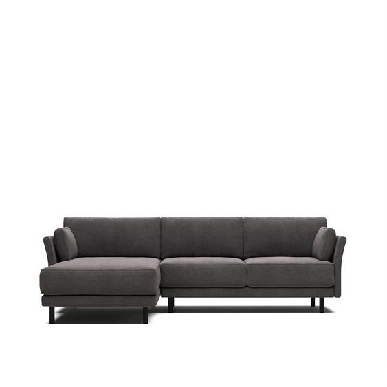 Kave Home - Canapé Gilma 3 places gris clair pieds finition noire et méridienne droite ou gauche 260cm