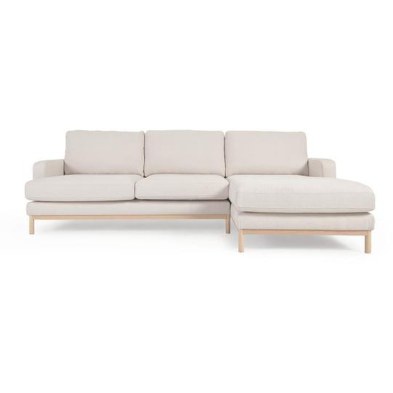 Kave Home - Canapé Mihaela 3 places avec méridienne à droite en bouclette blanche 264 cm