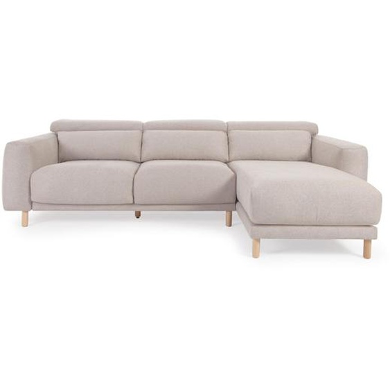Kave Home - Canapé Singa 3 places avec méridienne droite beige 296 cm