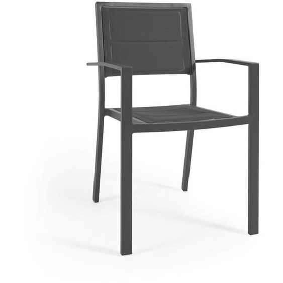 Kave Home - Chaise de jardin Sirley en aluminium et texteline noir