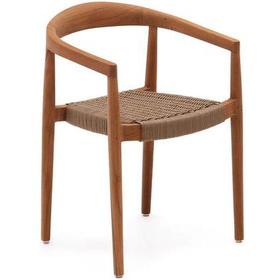 Kave Home - Chaise empilable Ydalia en teck massif, finition naturelle et corde beige