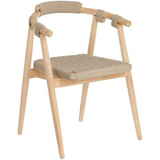 Kave Home - Chaise Majela en bois deucalyptus massif effet chêne et en corde beige FSC 100%