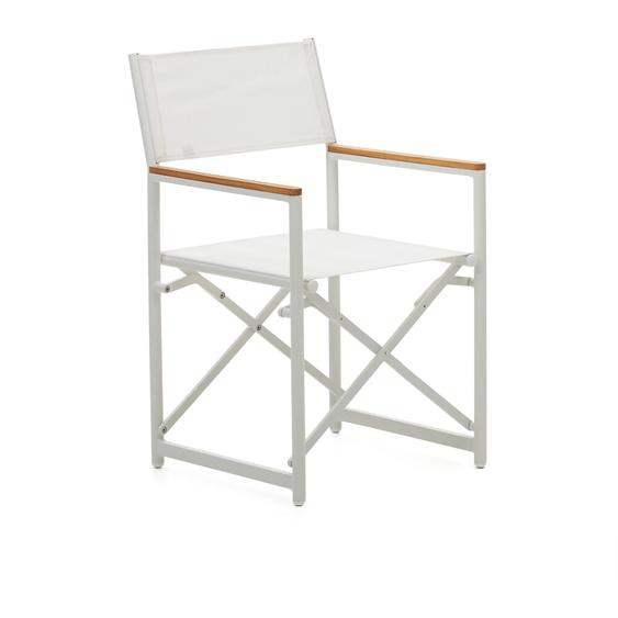 Kave Home - Chaise pliante 100% dextérieur Llado aluminium blanc et accoudoirs en bois de teck massif