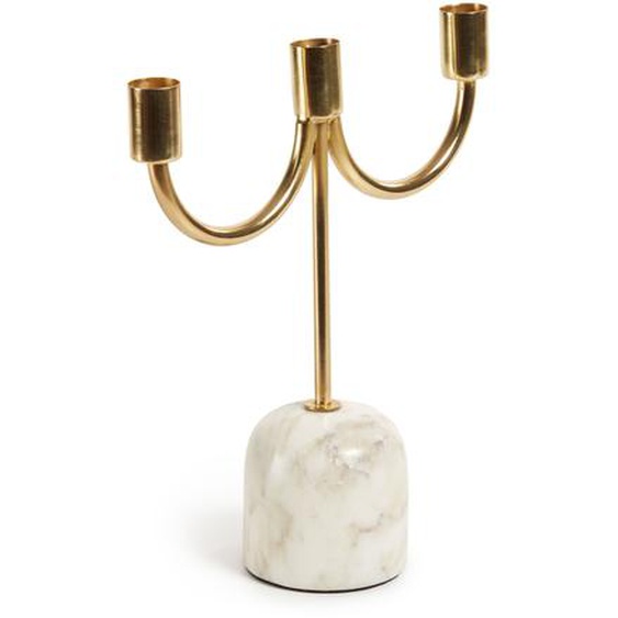Kave Home - Chandelier petit format Perca pour 3 bougies doré et marbre blanc