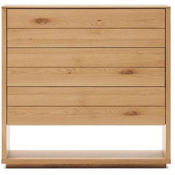 Kave Home - Commode Alguema 3 tiroirs en placage de chêne finition naturelle 100 x 97 cm