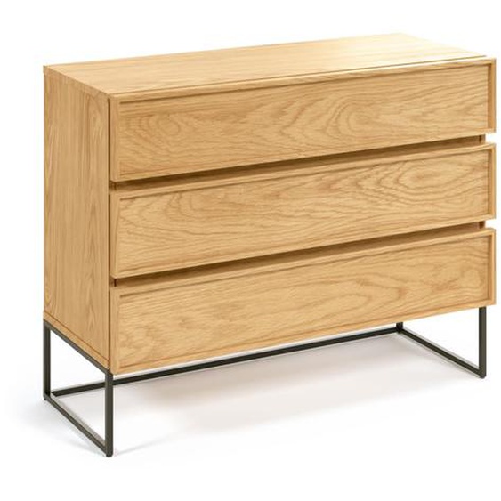Kave Home - Commode Taiana 100 x 78 cm en bois de chêne contreplaqué et acier finition noire