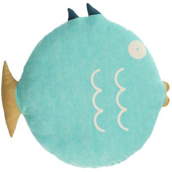 Kave Home - Coussin en forme de poisson Delmare 100% coton turquoise Ø 45 cm