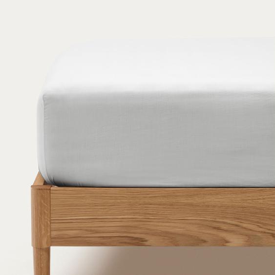 Kave Home - Drap-housse Teia 100% percale de coton 180 fils blanc 150 x 200 cm