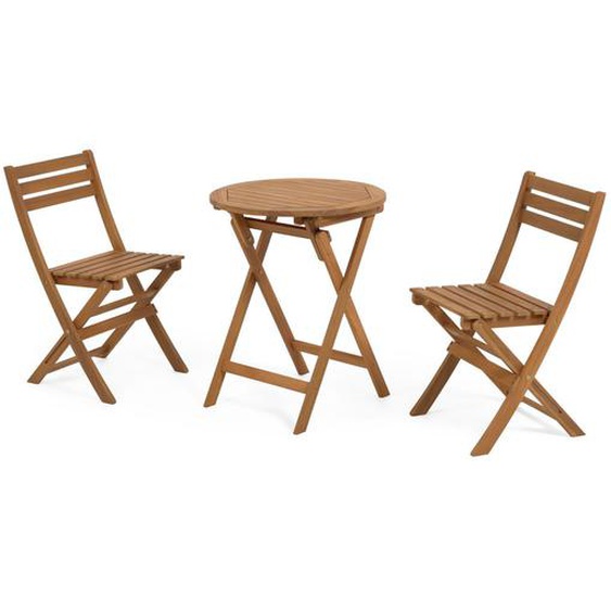 Kave Home - Ensemble Elisia de table et chaises pliantes de jardin en bois dacacia FSC 100%