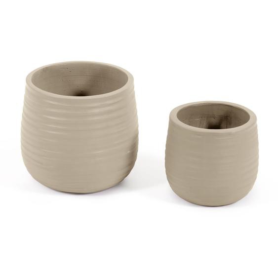 Kave Home - Ensemble Sory de 2 cache-pots en terre cuite finition grise Ã˜ 28 cm / Ã˜ 36 cm