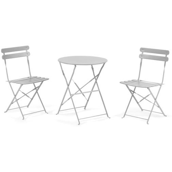 Kave Home - Ensemble table et 2 chaises de jardin pliables Beryl en métal gris