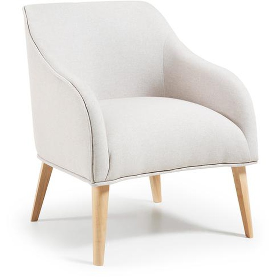 Kave Home - Fauteuil Bobly beige et pieds en bois avec finition naturelle