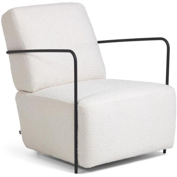 Kave Home - Fauteuil Gamer bouclette blanche et métal peint noir