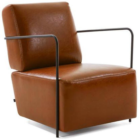 Kave Home - Fauteuil Gamer en polyurÃ©thane marron et mÃ©tal peint noir