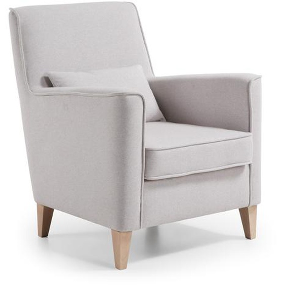 Kave Home - Fauteuil Glam beige avec pieds en hêtre massif