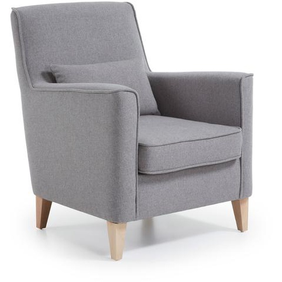 Kave Home - Fauteuil Glam gris clair avec pieds en bois de hêtre massif