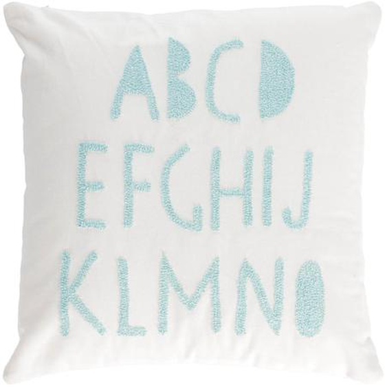 Kave Home - Housse de coussin Keila 100 % coton blanc alphabet bleu 45 x 45 cm