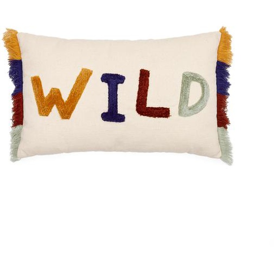 Kave Home - Housse de coussin Zelda en coton blanc de lettres brodées multicolore 30 x 50 cm