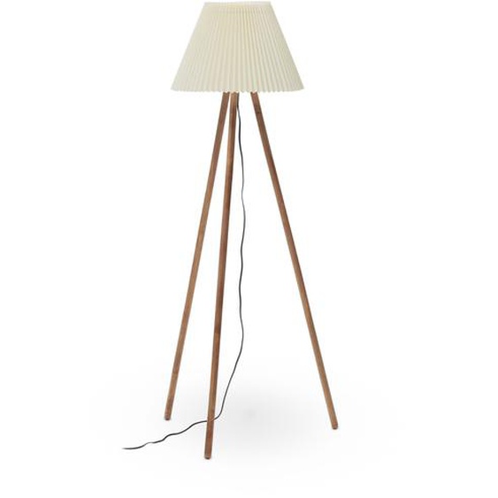 Kave Home - Lampadaire Benicarlo en bois dhévéa massif finition naturelle et beige