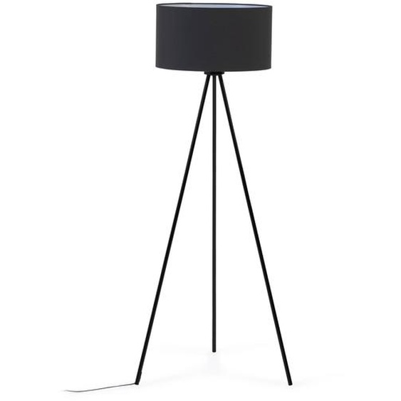 Kave Home - Lampadaire Ikia en métal peint noir avec adaptateur prise UK