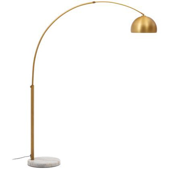 Kave Home - Lampadaire Madali en métal avec finition laiton et marbre blanc